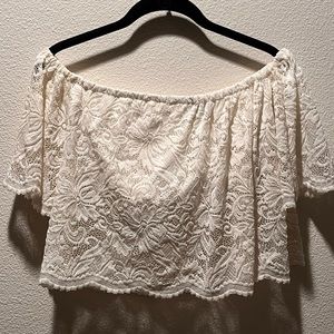 Ambiance bandeau style lace crop top.